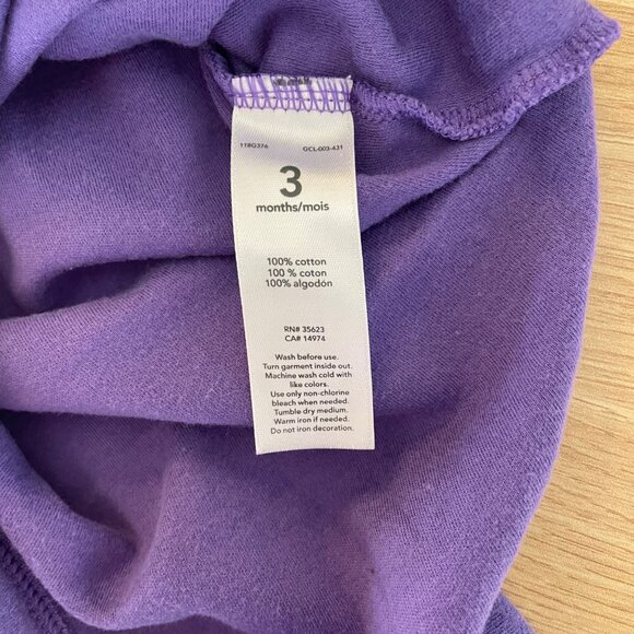 Carters Baby One Piece 3M Purple Hashtag NeedANap Short Sleeve Bodysuit Cotton - Picture 4 of 6